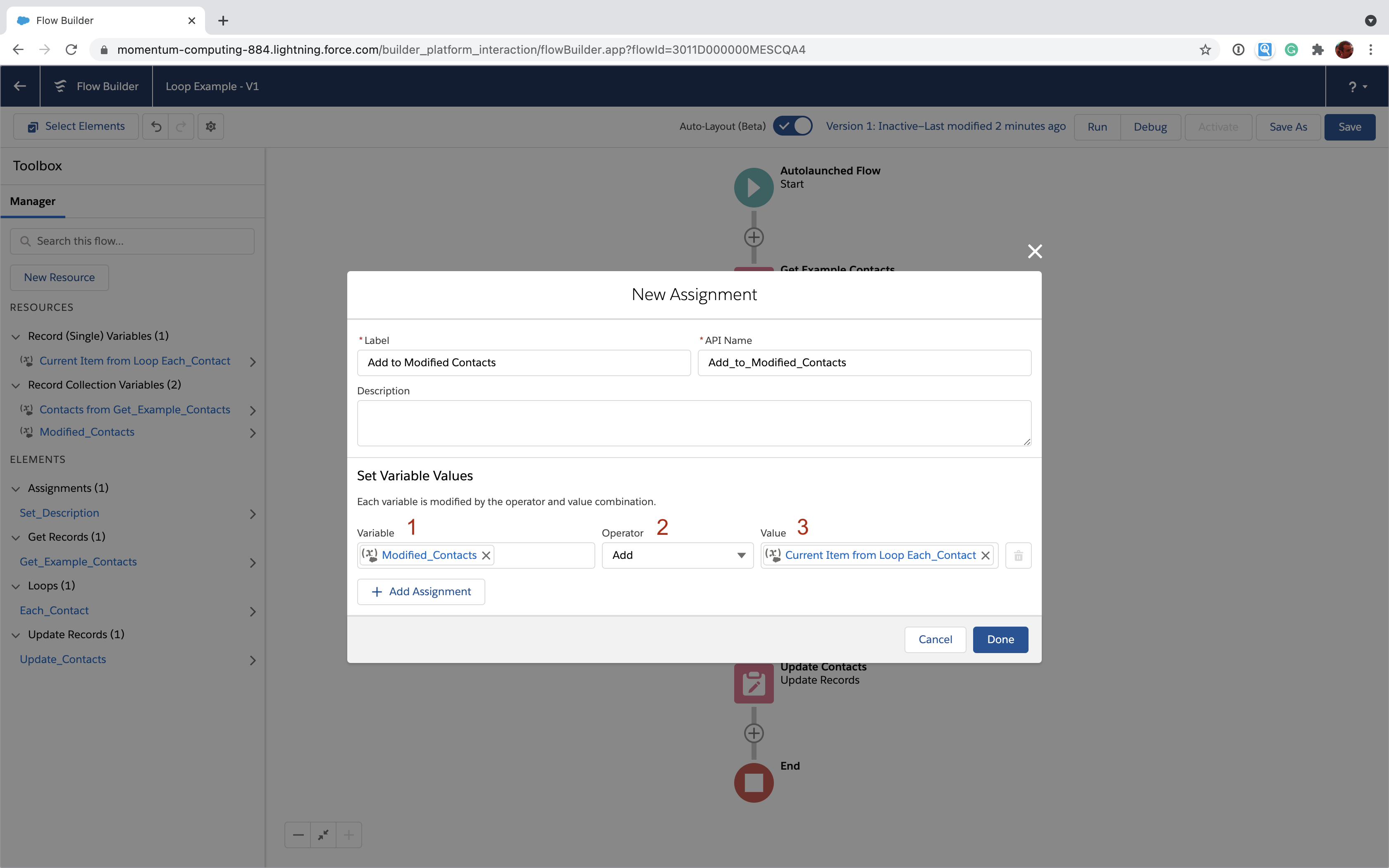 Salesforce Flow loop using collection variable to update records