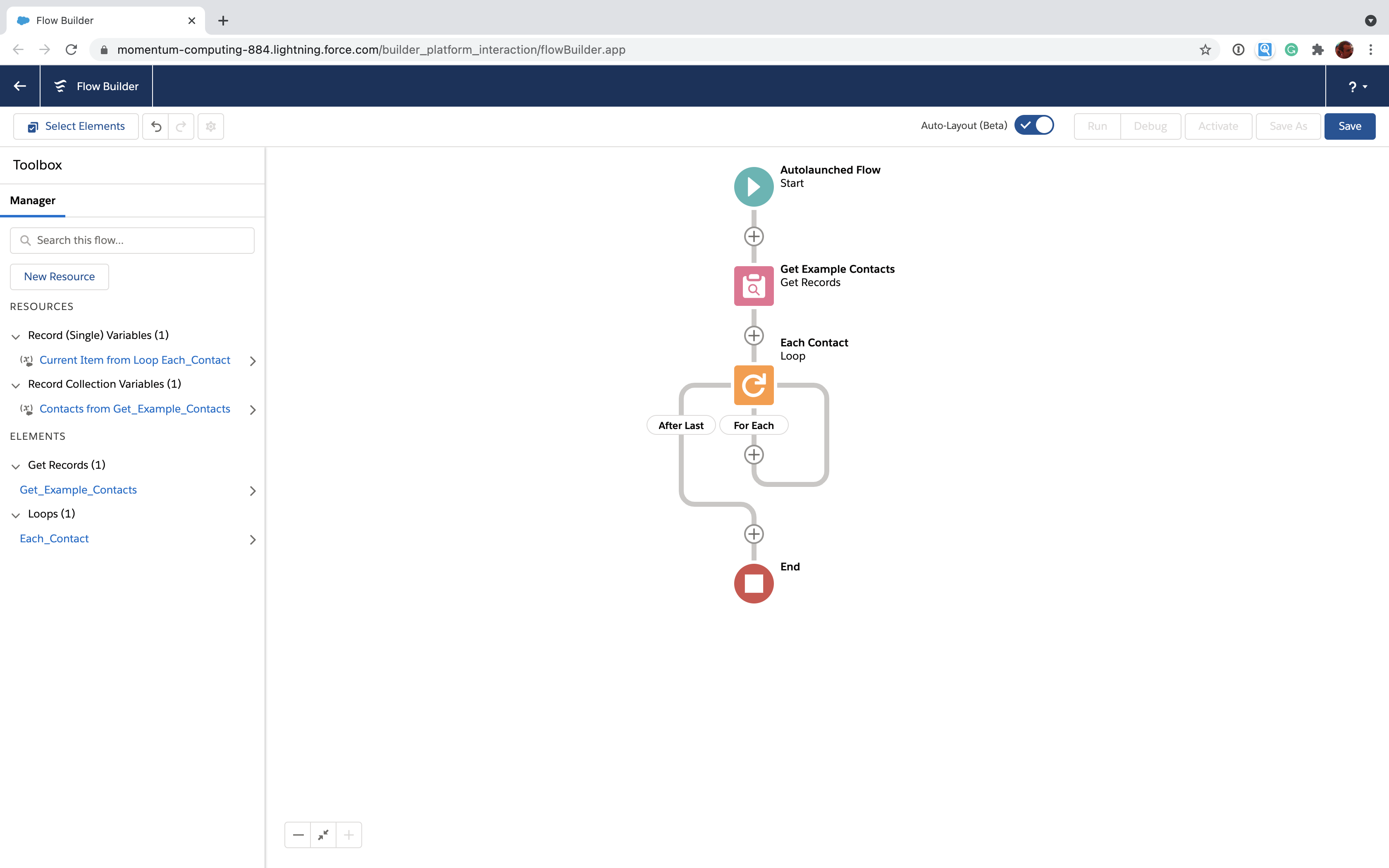 Salesforce Flow loop structure