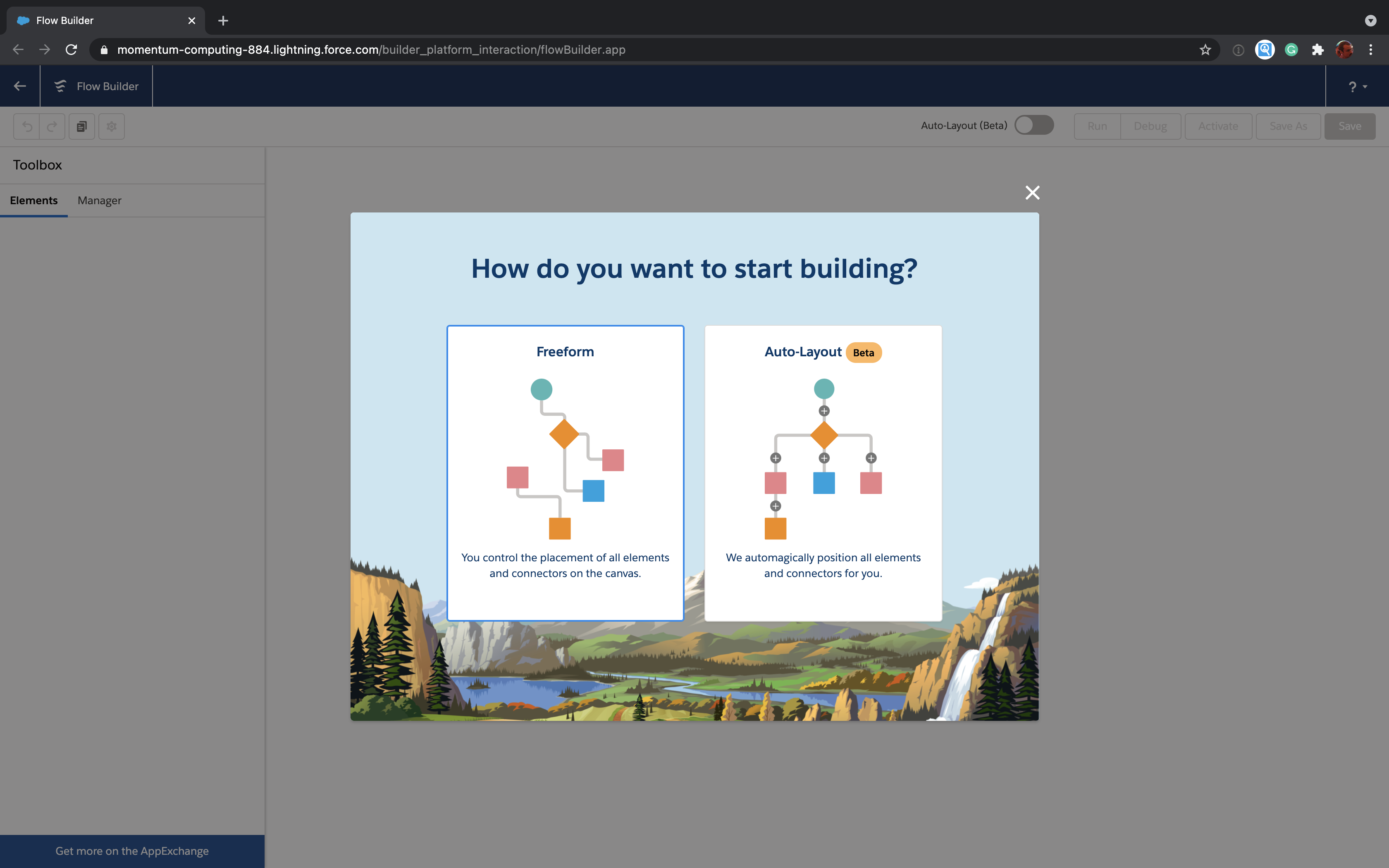 Salesforce Flow layout type prompt