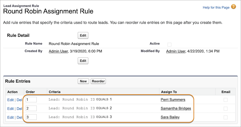 Lead Assignment Rules screenshot from Salesforce Help