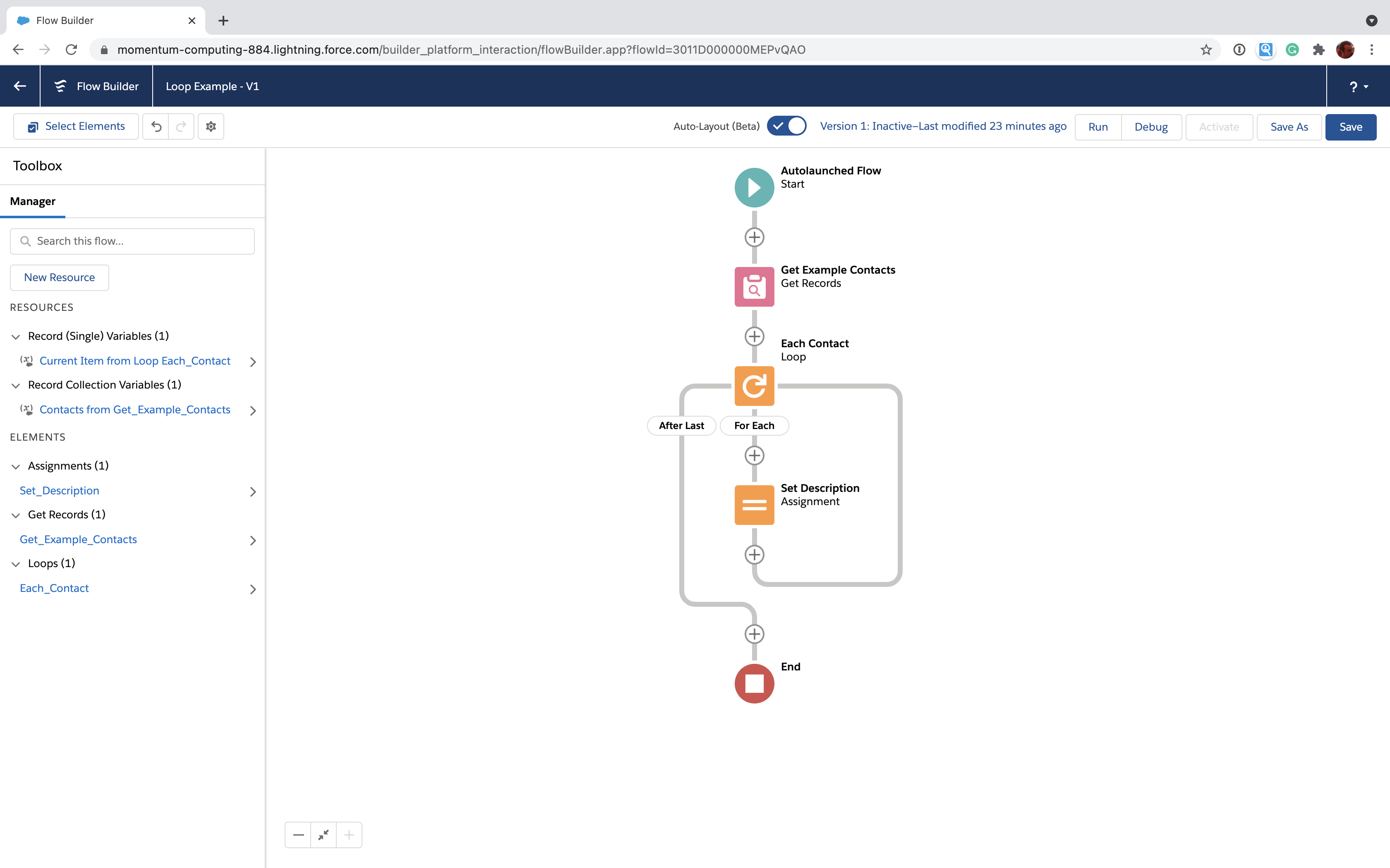 Salesforce Flow with element for each item