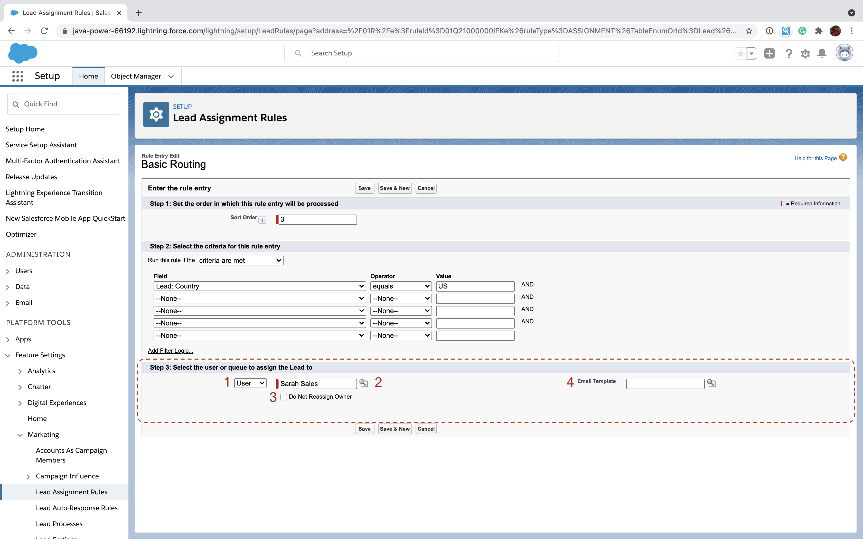 salesforce lead assignment rules object