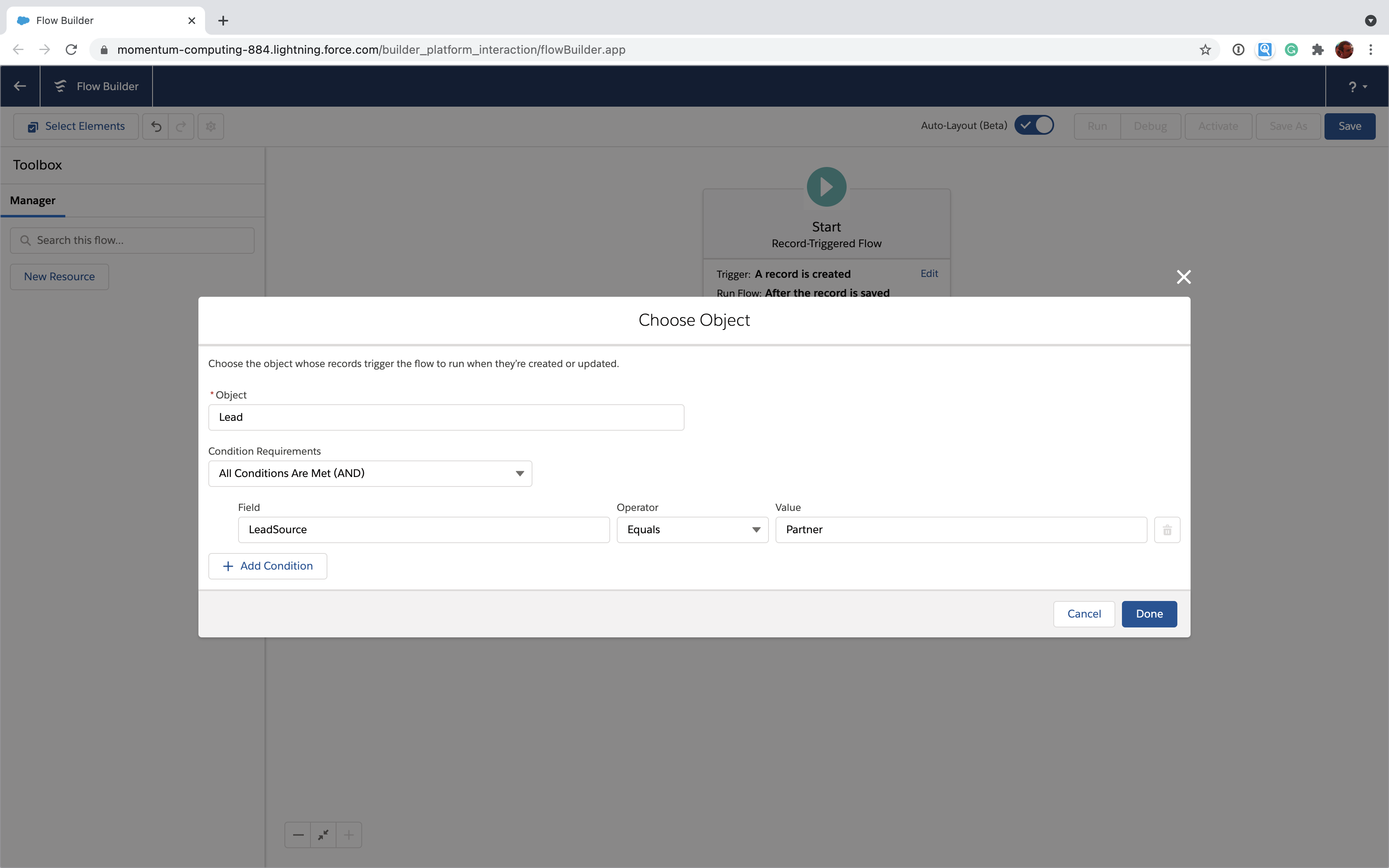 Salesforce Flow set trigger criteria