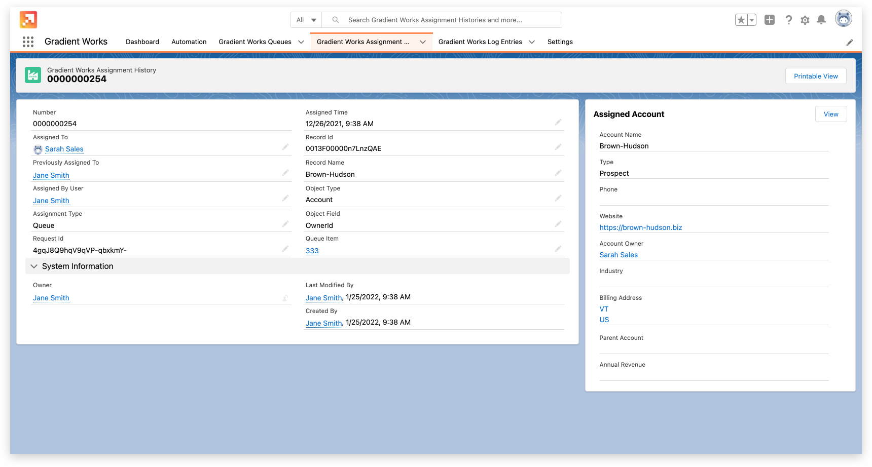 Assignment Details in Gradient Works