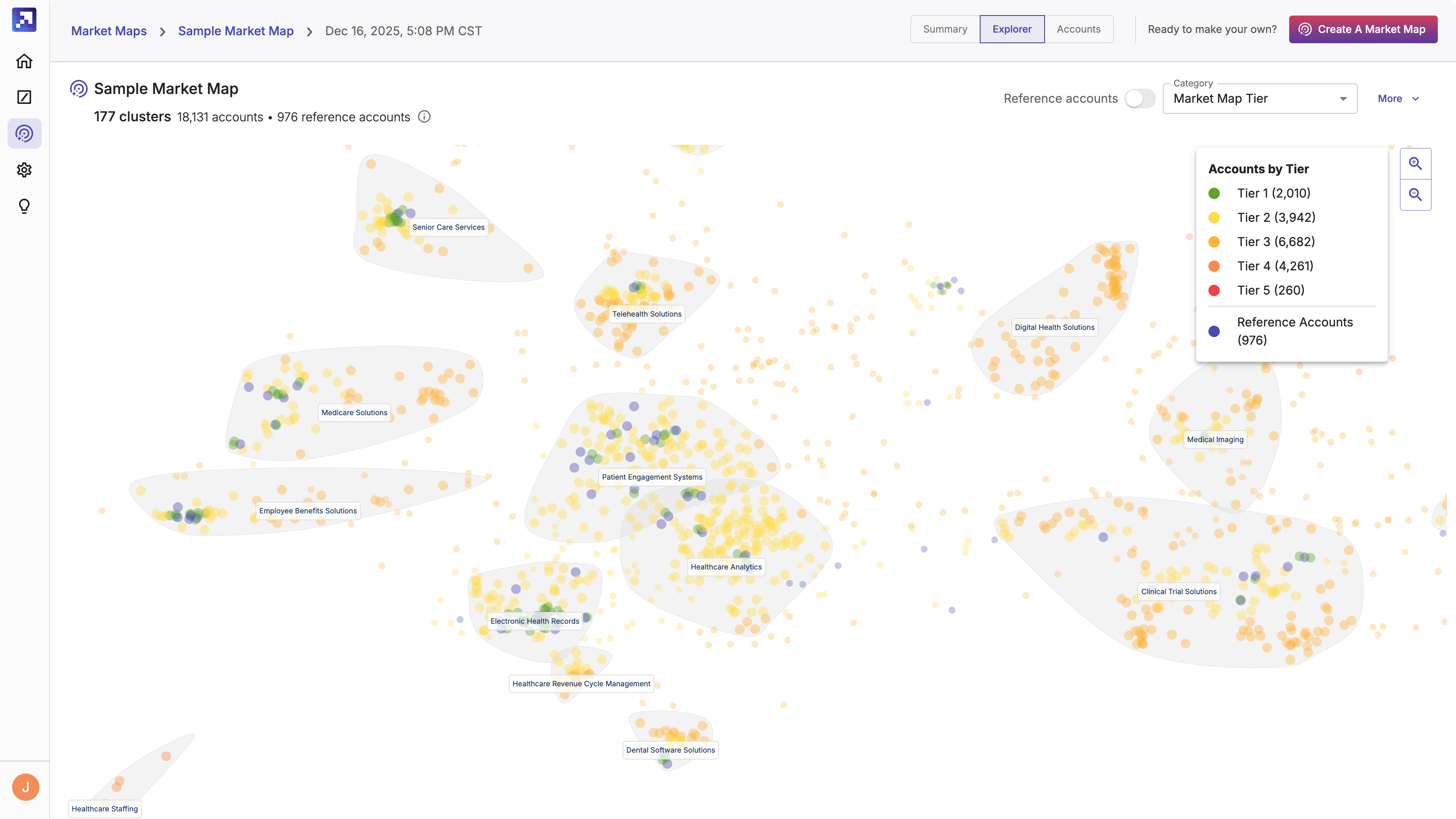 Market Map Explorer tinted by tier
