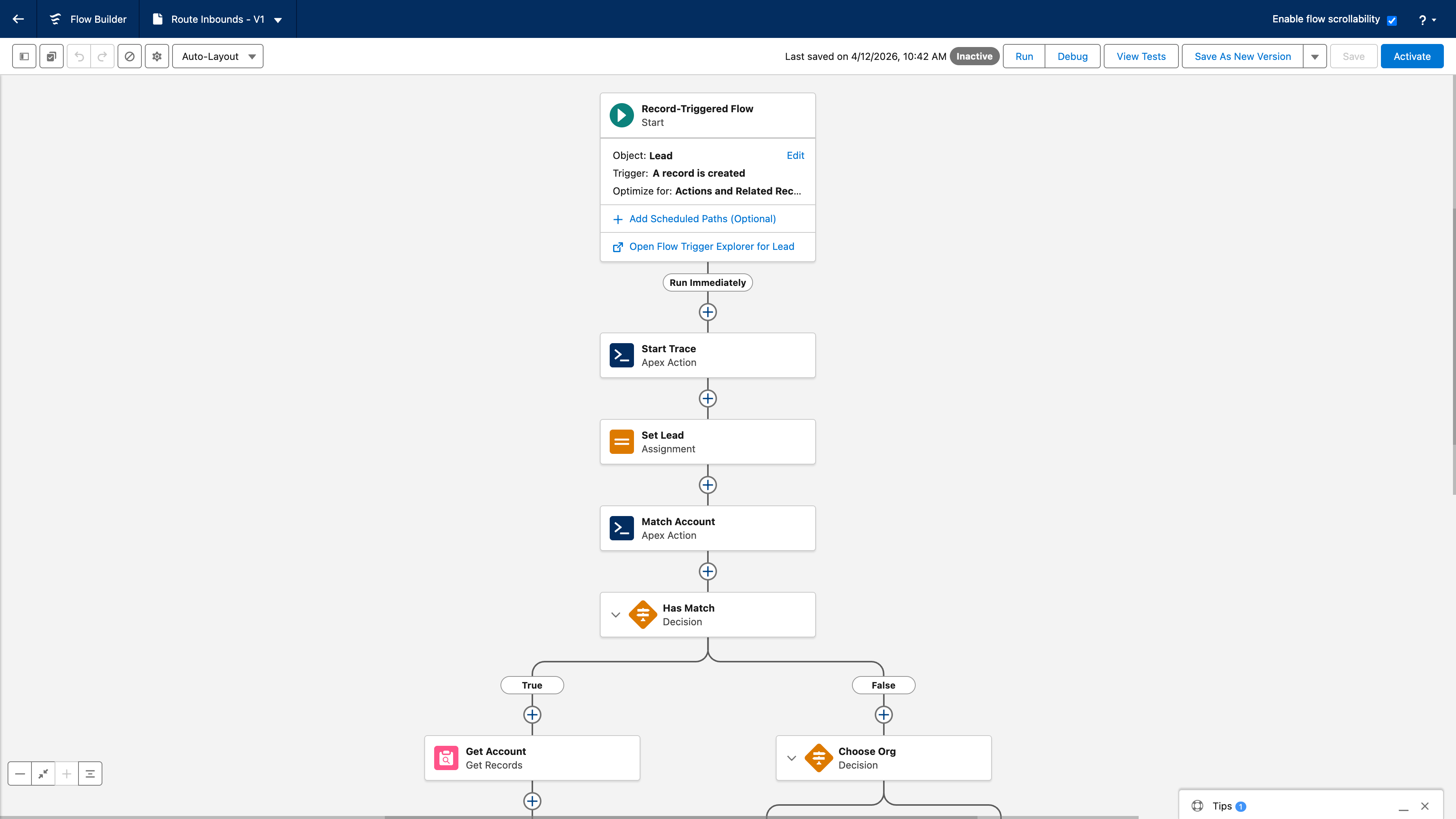 Routing flow for inbound routing